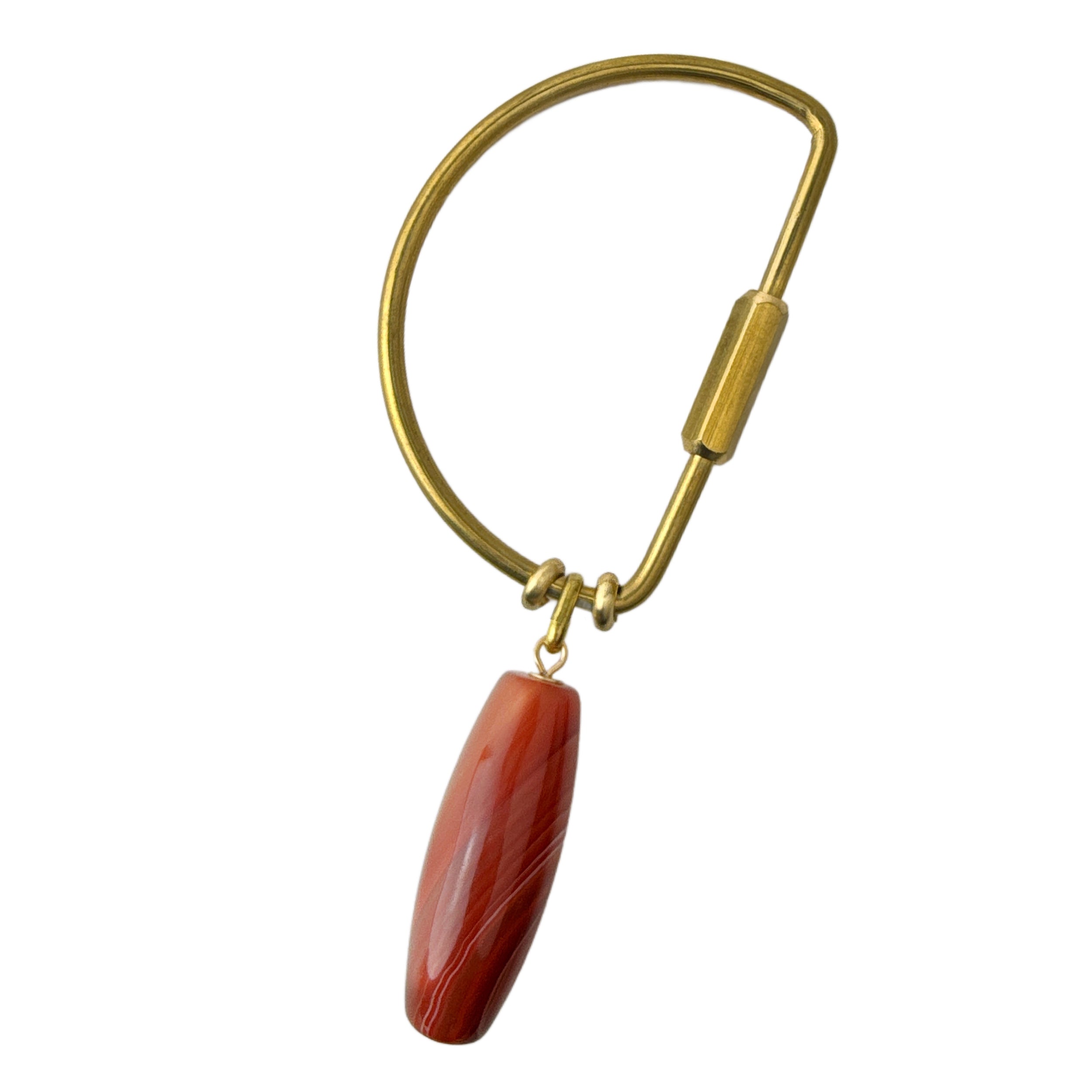 Gemstone Keyring | Rock & Key – D-Style Carabiner Orange (Botswana agate stone) – A handcrafted key ring by Alysian.