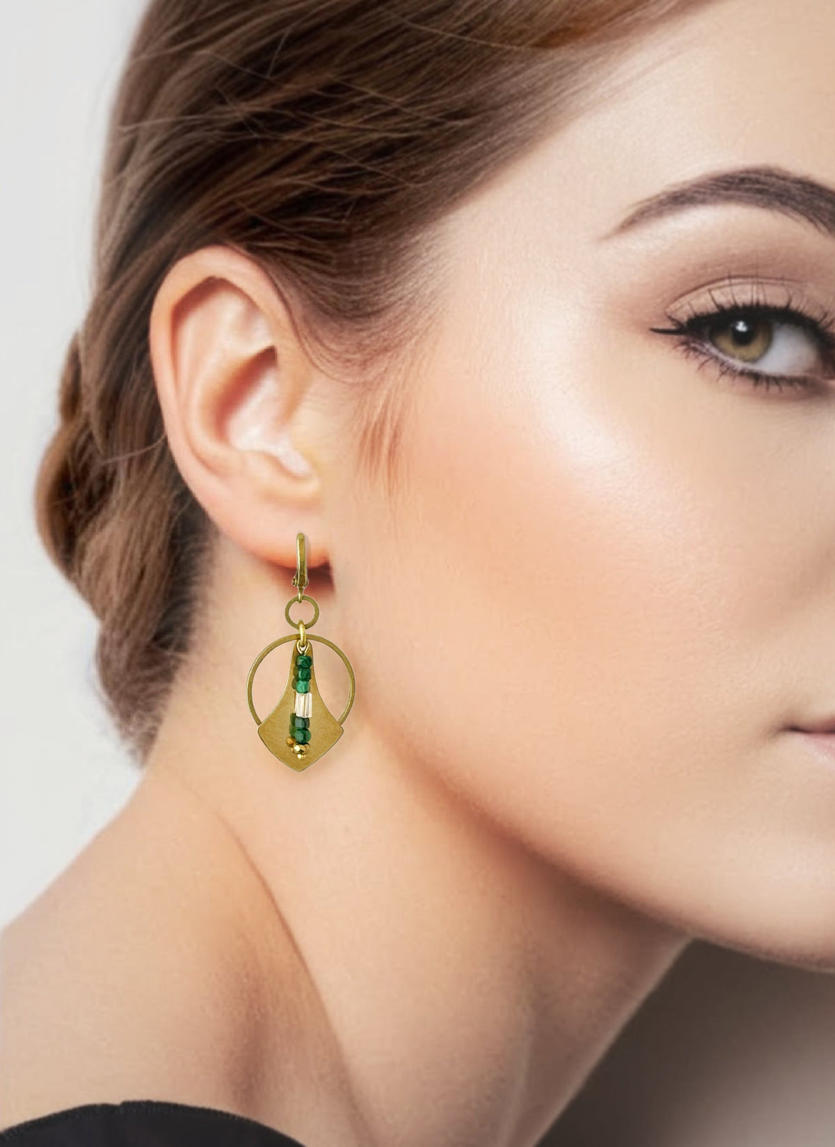 Silvana Hoop Earring - Malachite – A handcrafted earrings by Alysian.