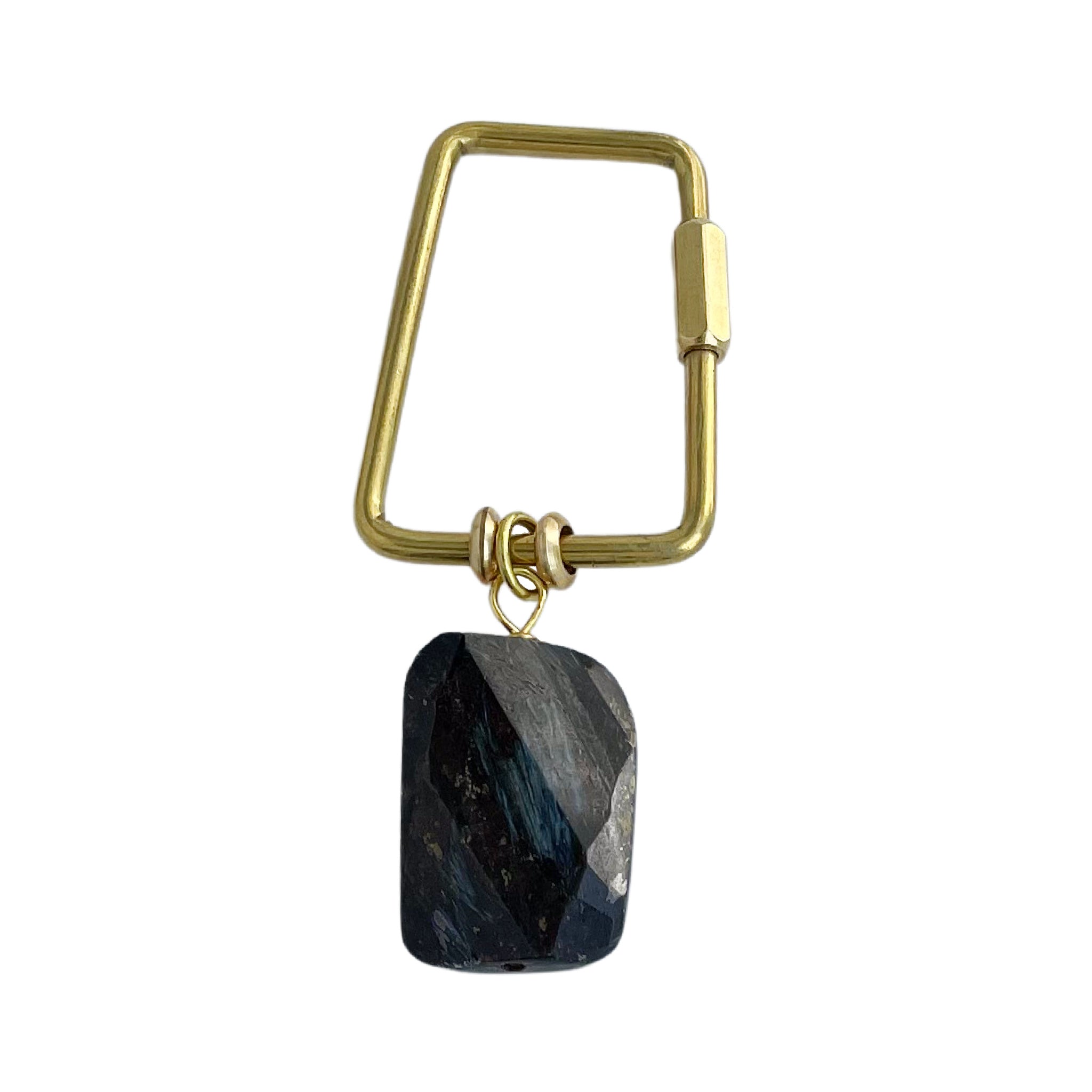 Gemstone Keyring | Rock & Key – Trapezoid Carabiner Black (Hypersthene) – A handcrafted key ring by Alysian.