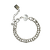 A bracelet of vintage silver-plated brass textured chain, with modern clear quartz crystal and pyrite stones. Handcrafted by Alysian. 