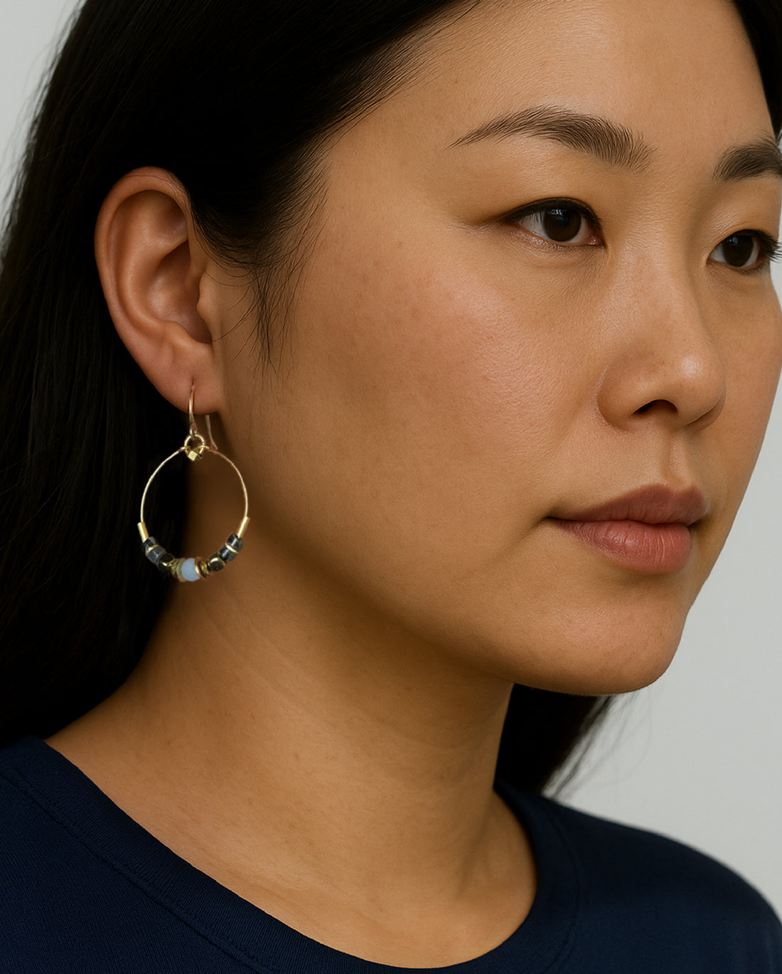 Parisa Hoop Earring - Blue Chalcedony – A handcrafted earring by Alysian.