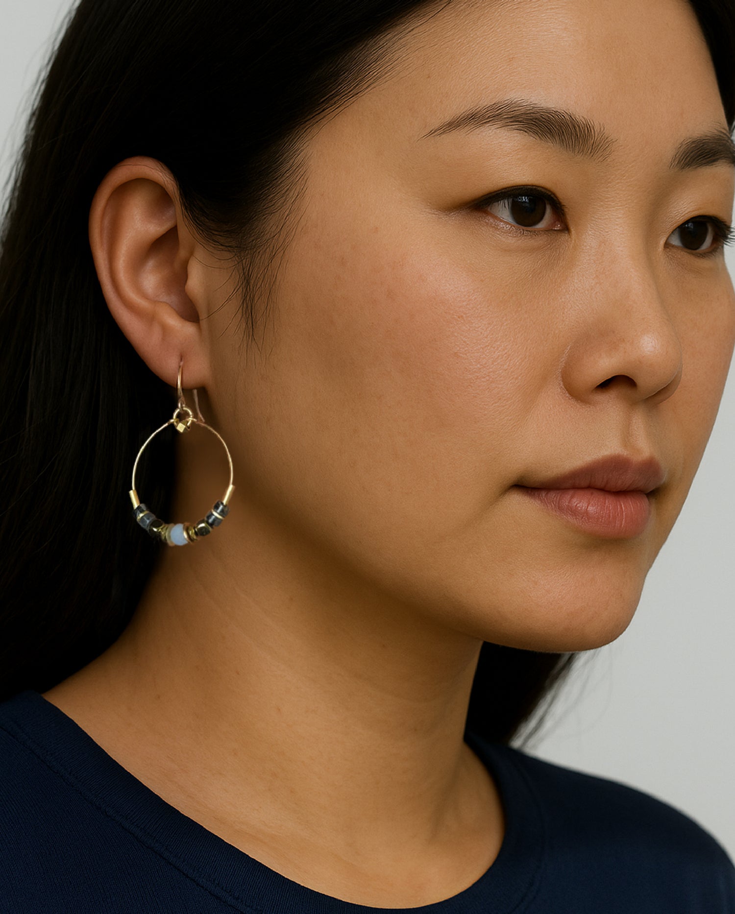 Parisa Hoop Earring - Blue Chalcedony – A handcrafted earring by Alysian.