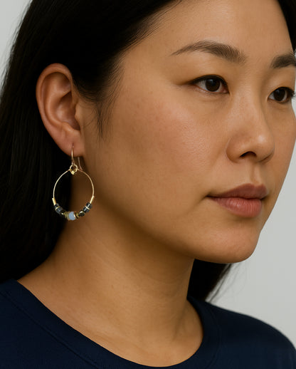 Parisa Hoop Earring - Blue Chalcedony – A handcrafted earring by Alysian.