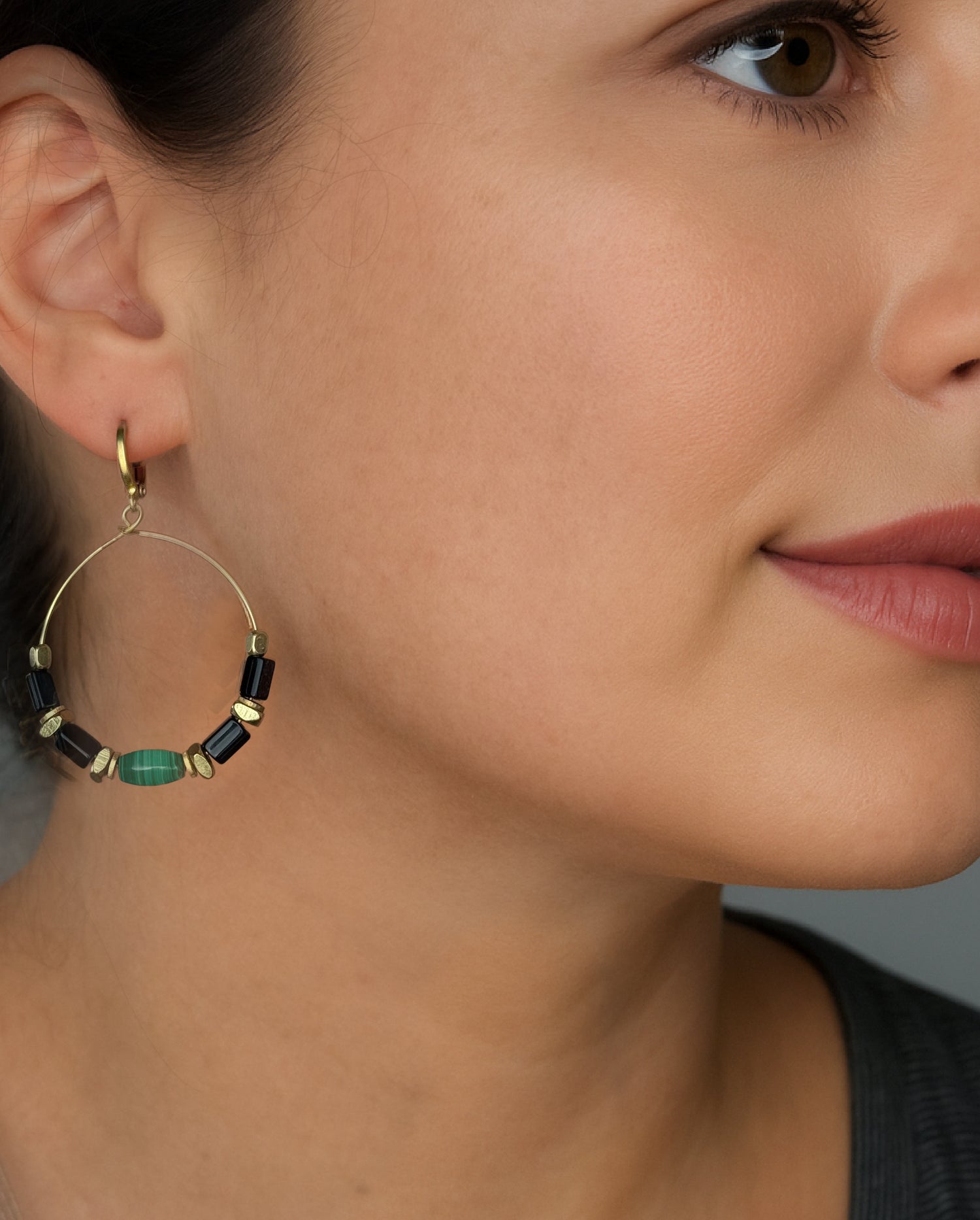 Caden Malachite Hoop Earring – A handcrafted earring by Alysian.