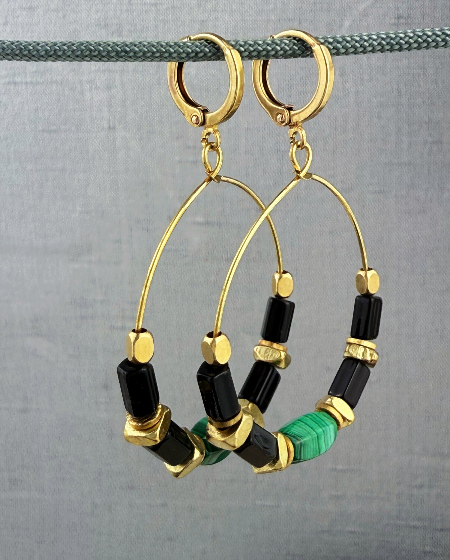 Caden Malachite Hoop Earring – A handcrafted earring by Alysian.