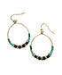 Pair brass hoop earrings with malachite and turquoise gemstones, vintage jet glass and brass accents  – A handcrafted beaded hoop earring by Alysian.