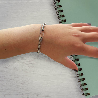 Aella Clear Quartz Bracelet – Silver Tone – A handcrafted bracelet by Alysian.