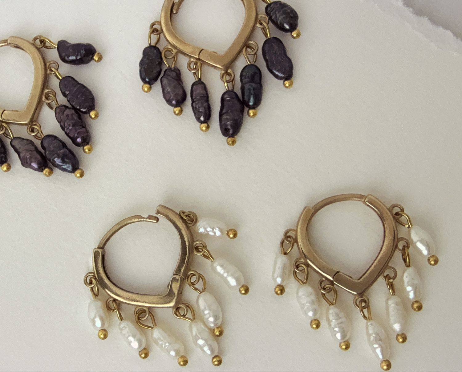 Calitha Huggie Earring – Black Pearl – A handcrafted earrings by Alysian.