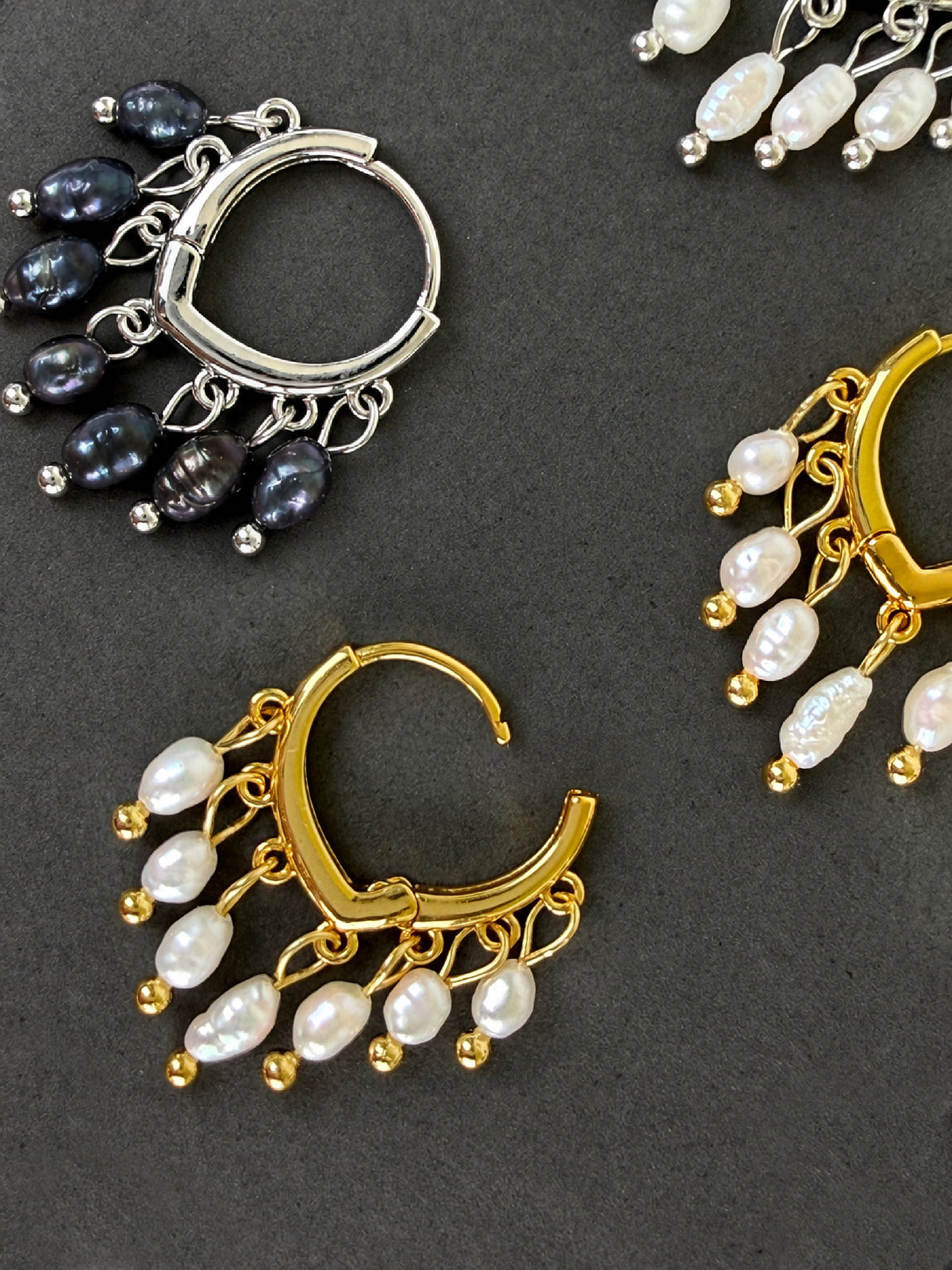 Calitha Vintage Pearl Fringe Huggie Earring