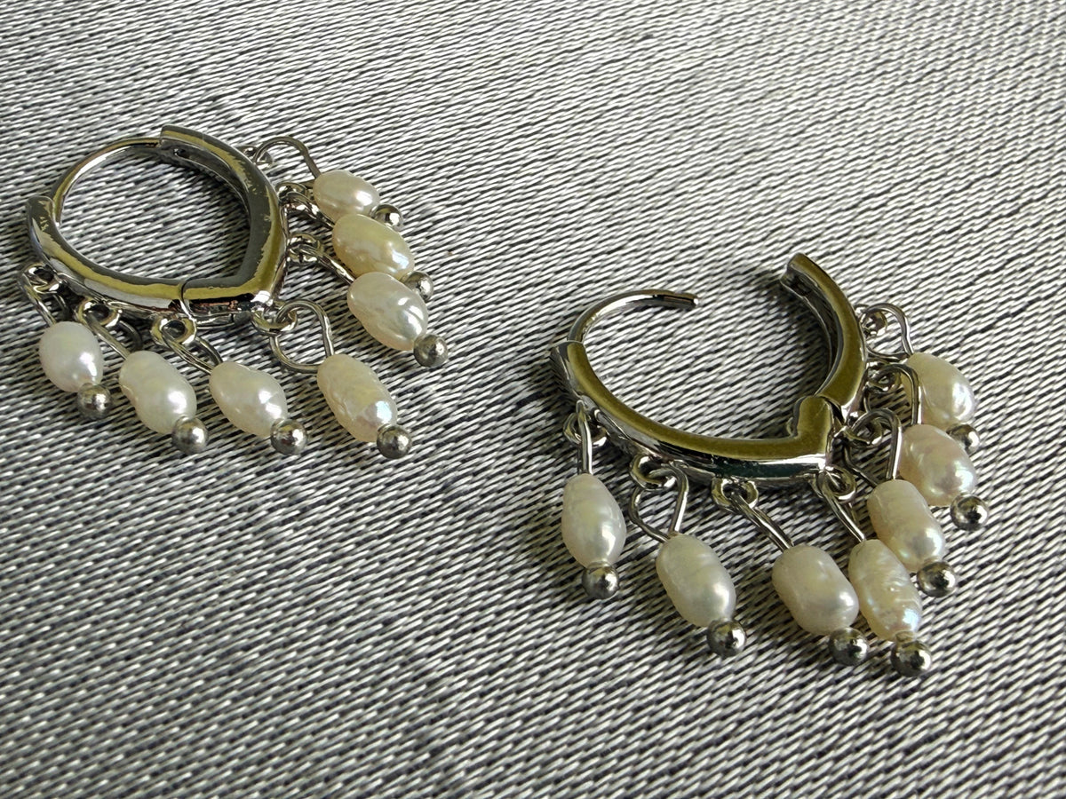 Calitha Vintage Pearl Fringe Huggie Earring