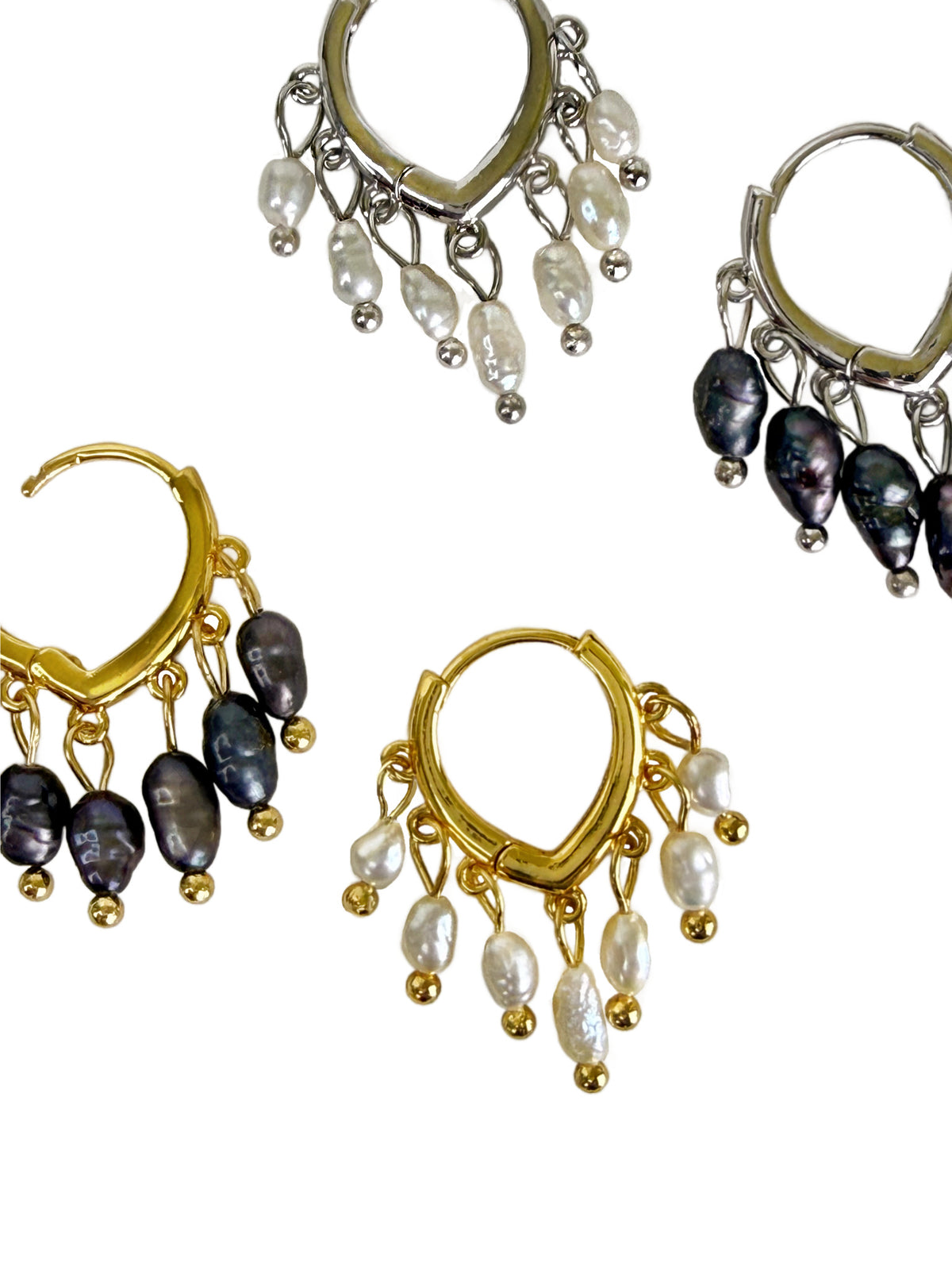 Calitha Vintage Pearl Fringe Huggie Earring