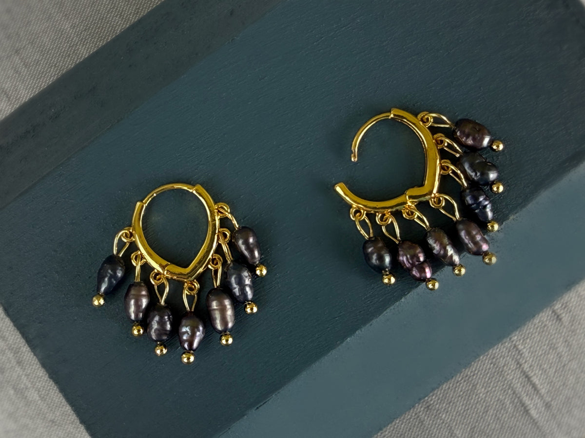 Calitha Vintage Pearl Fringe Huggie Earring