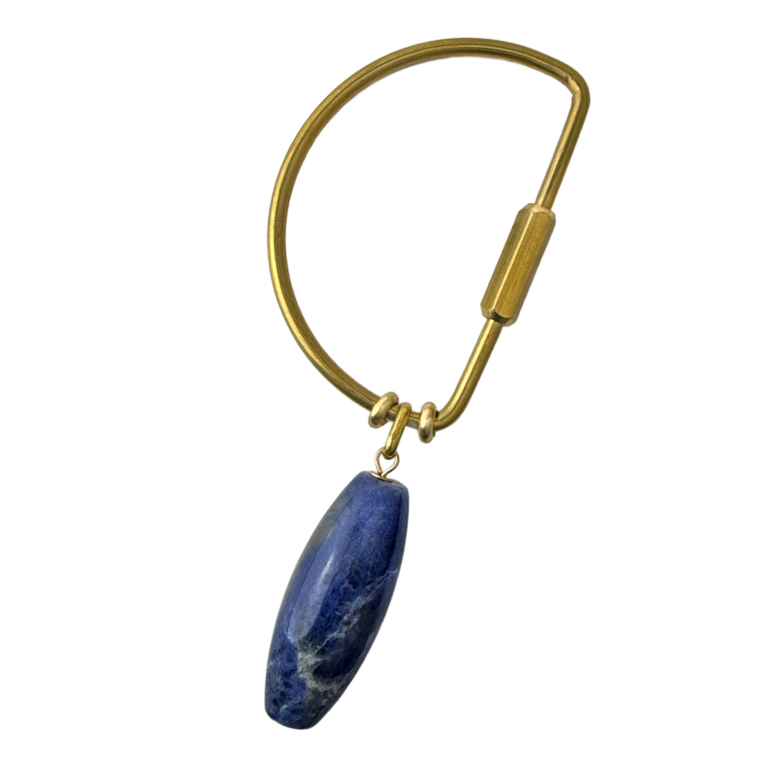 Gemstone Keyring | Rock &amp; Key – D-Style Carabiner Blue (sodalite stone) – A handcrafted key ring by Alysian.