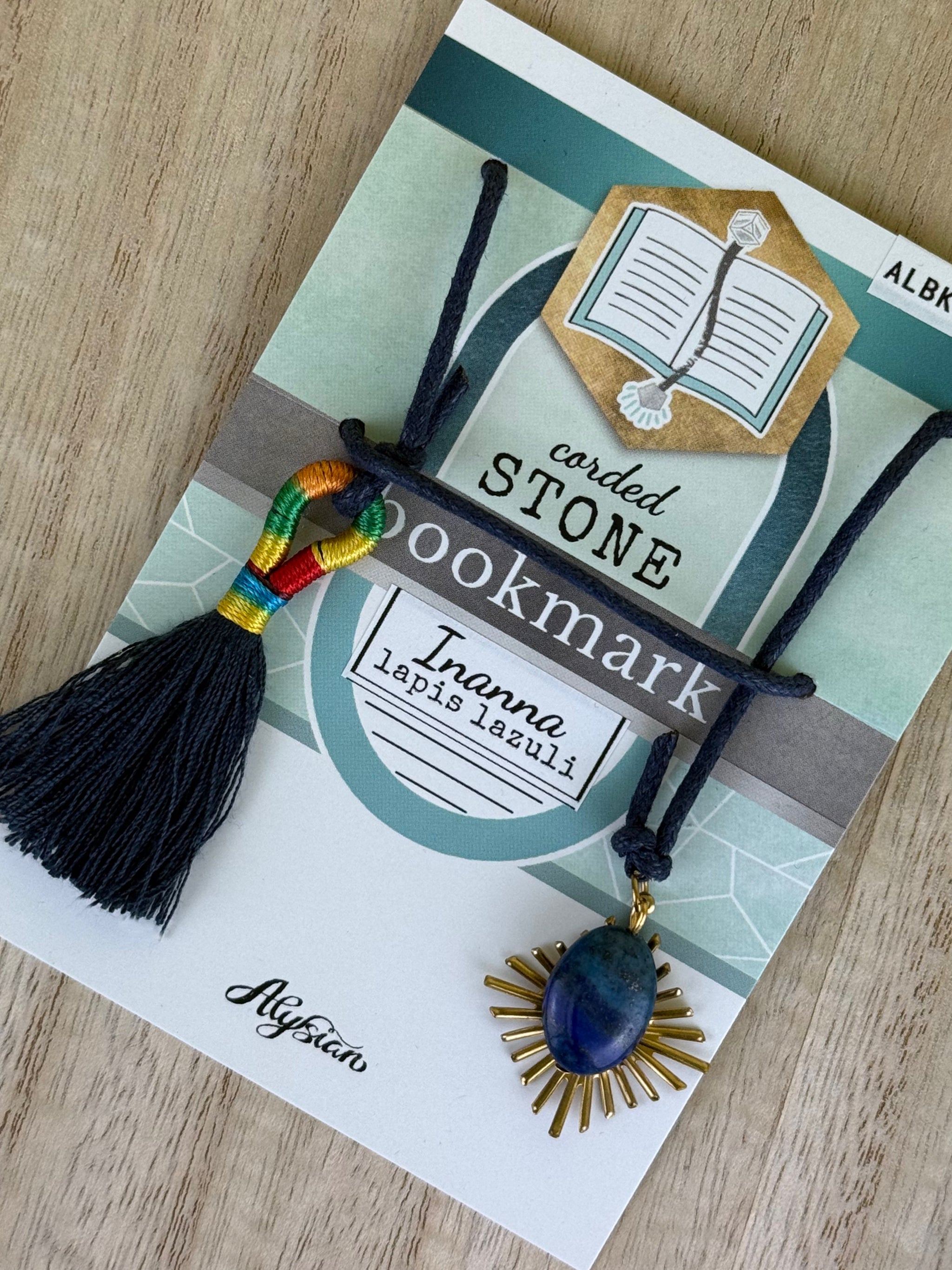 Inanna Lapis Lazuli Bookmark  on an Alysian branded card.
