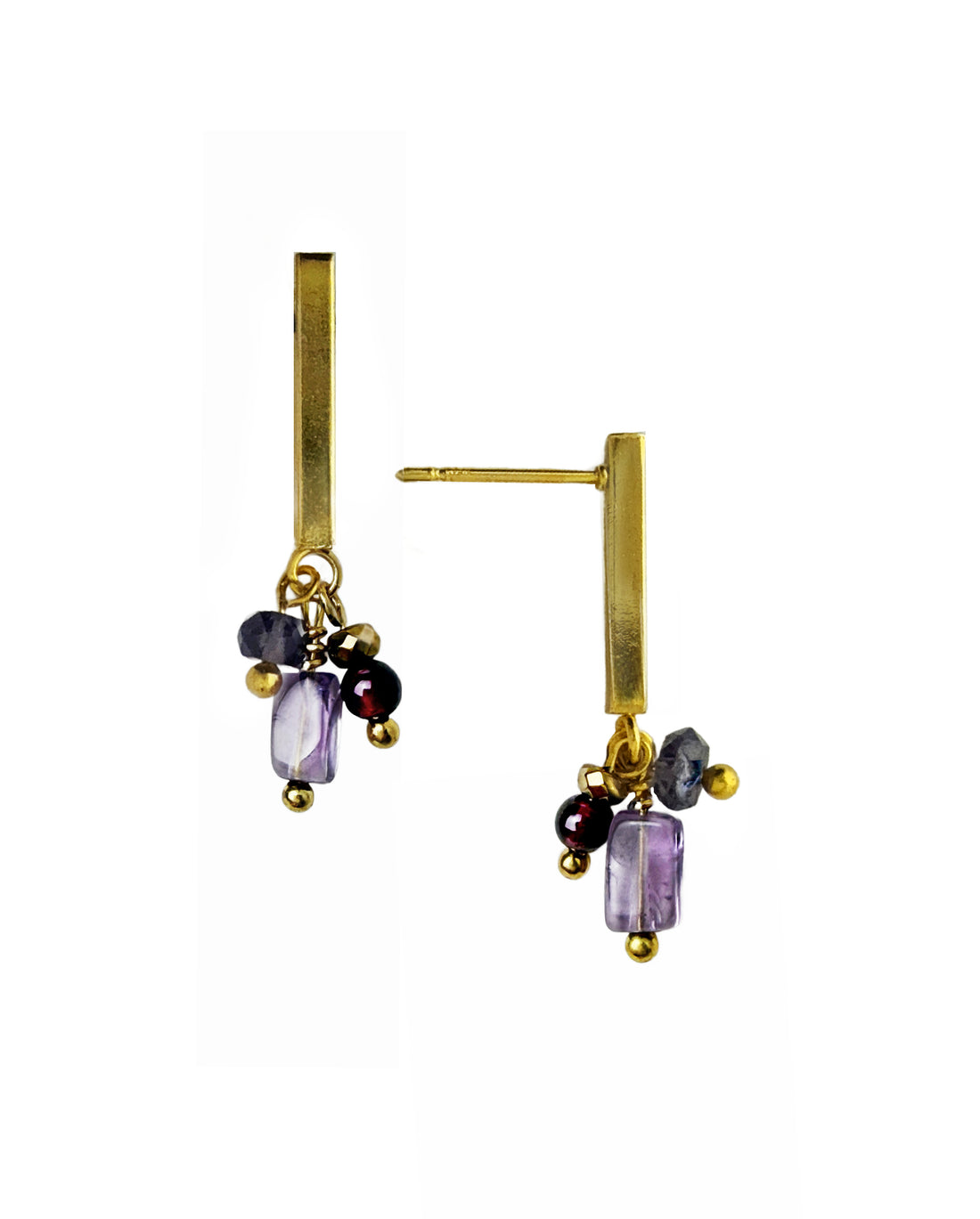 Iona Earring – Gold Tone / Amethyst Mix – A handcrafted earrings by Alysian.