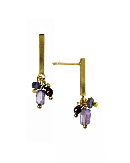 Iona Earring – Gold Tone / Amethyst Mix – A handcrafted earrings by Alysian.