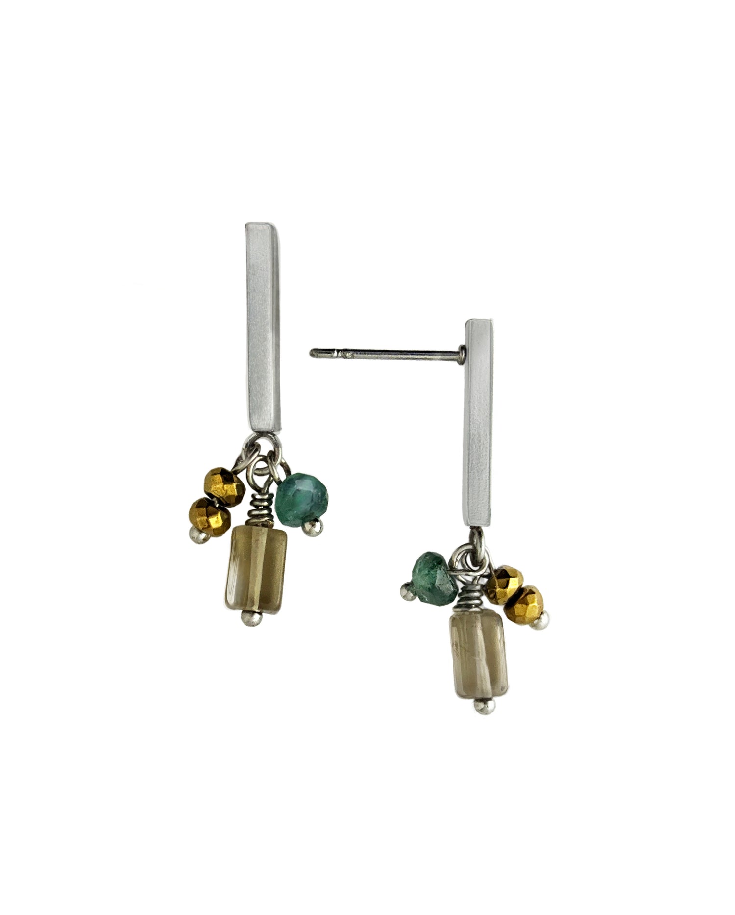 Iona Earring – Silver Tone / Smoky Quartz Mix – A handcrafted earrings by Alysian.