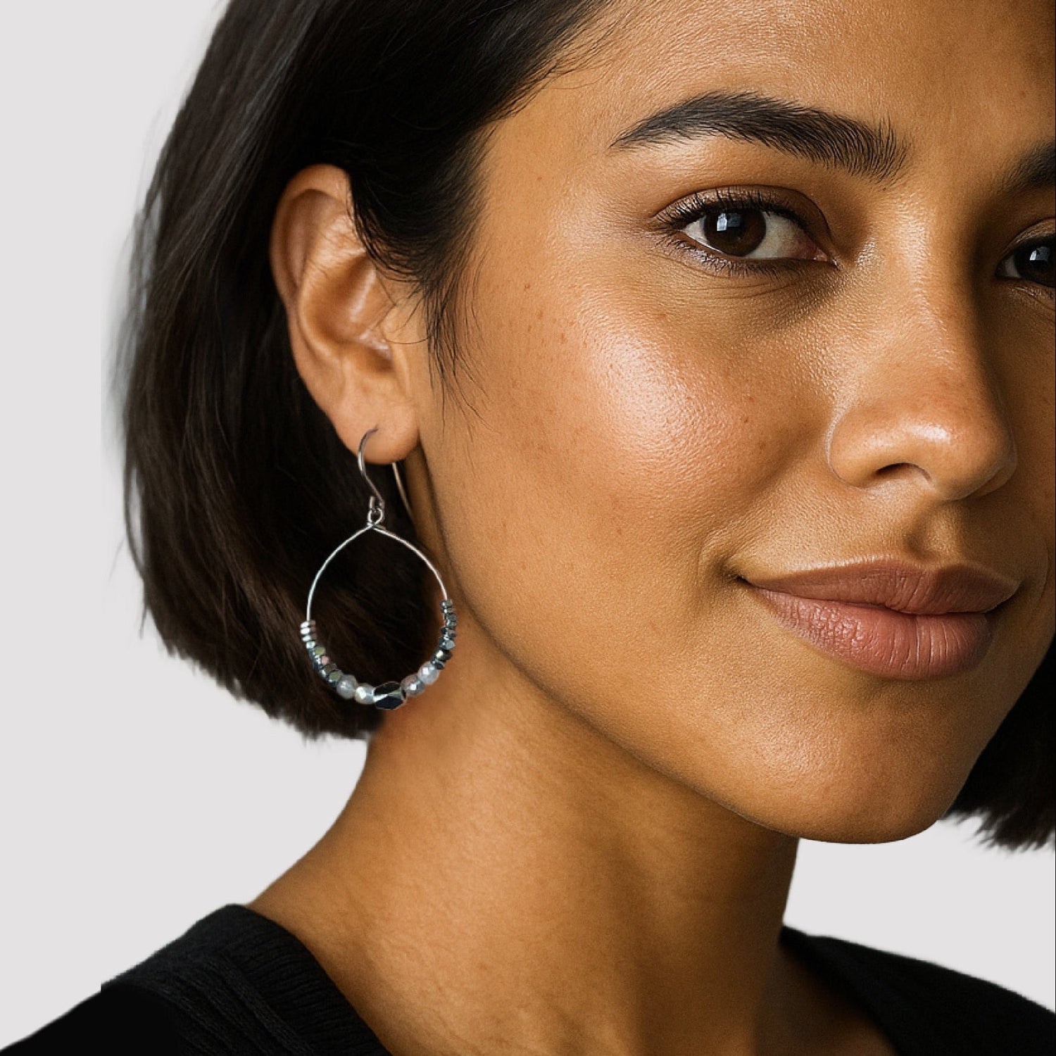 Luja Labradorite Hoop Earring – A handcrafted earring by Alysian.
