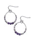 Handcrafted labradorite and amethyst gemstone beaded stainless steel hoop earrings by Alysian.