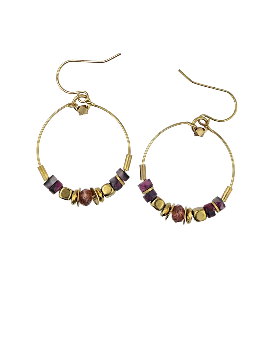 Parisa Hoop Earring - Blush Strawberry Quartz – A handcrafted earring by Alysian.