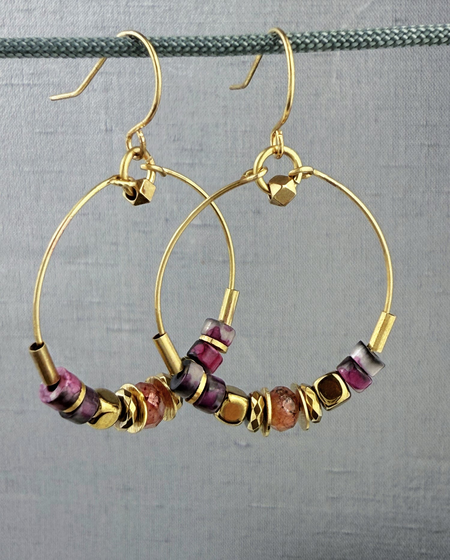 Parisa Hoop Earring - Blush Strawberry Quartz – A handcrafted earring by Alysian.