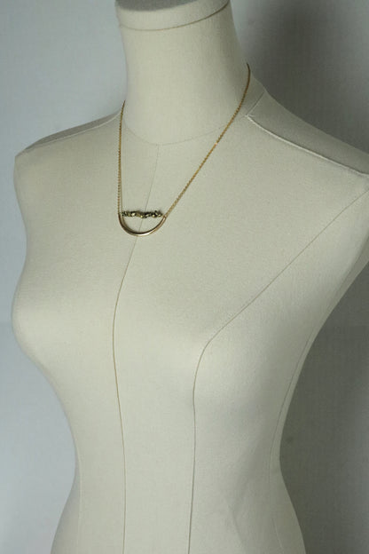 Selene Crescent Metallic Stone Necklace – A handcrafted necklace by Alysian.