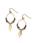 Pair brass hoop earrings with green malachite, sesame jasper and apatite gemstones with gold accents and brass metal fringe – A handcrafted beaded hoop earring by Alysian.