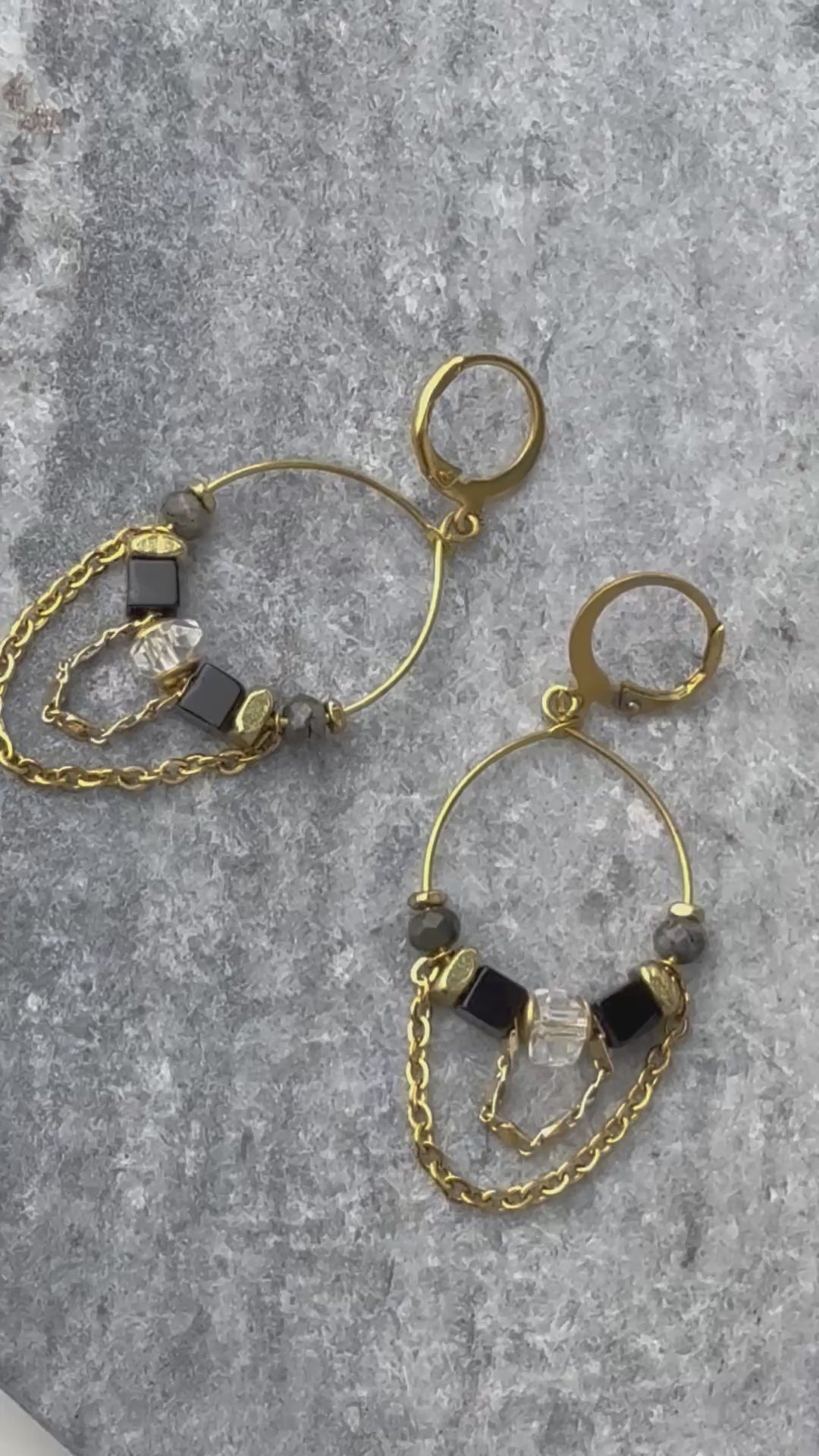 Odessa Hoops with draping chain, handcrafted by Alysian.