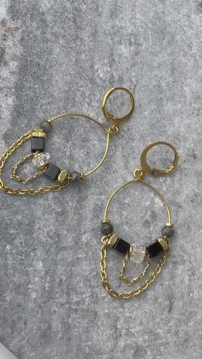Odessa Hoops with draping chain, handcrafted by Alysian.