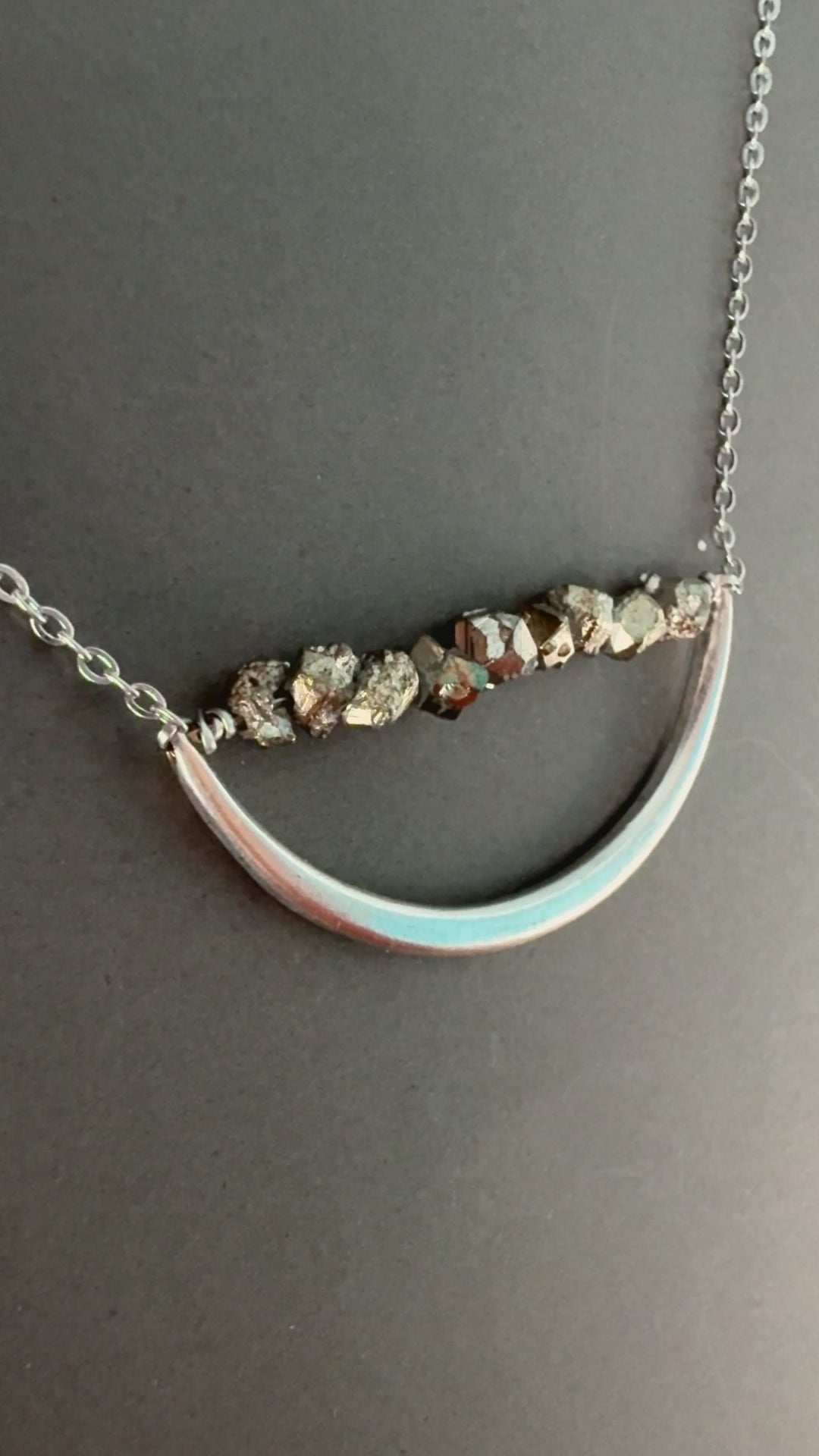 Selene Crescent Metallic Stone Necklace