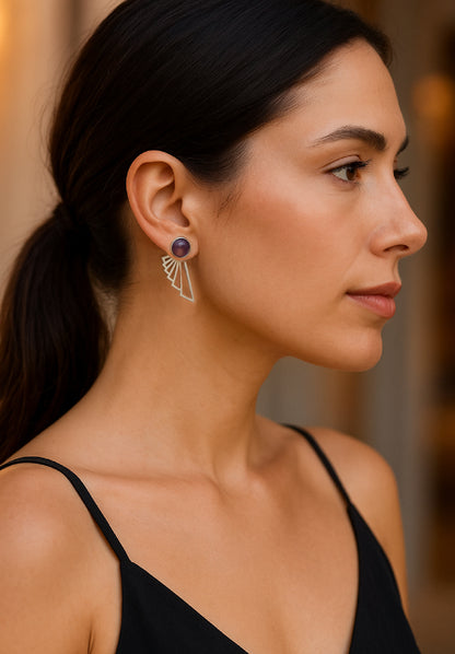 Pegasus Front to Back Earring - Amethyst – A handcrafted earrings by Alysian.